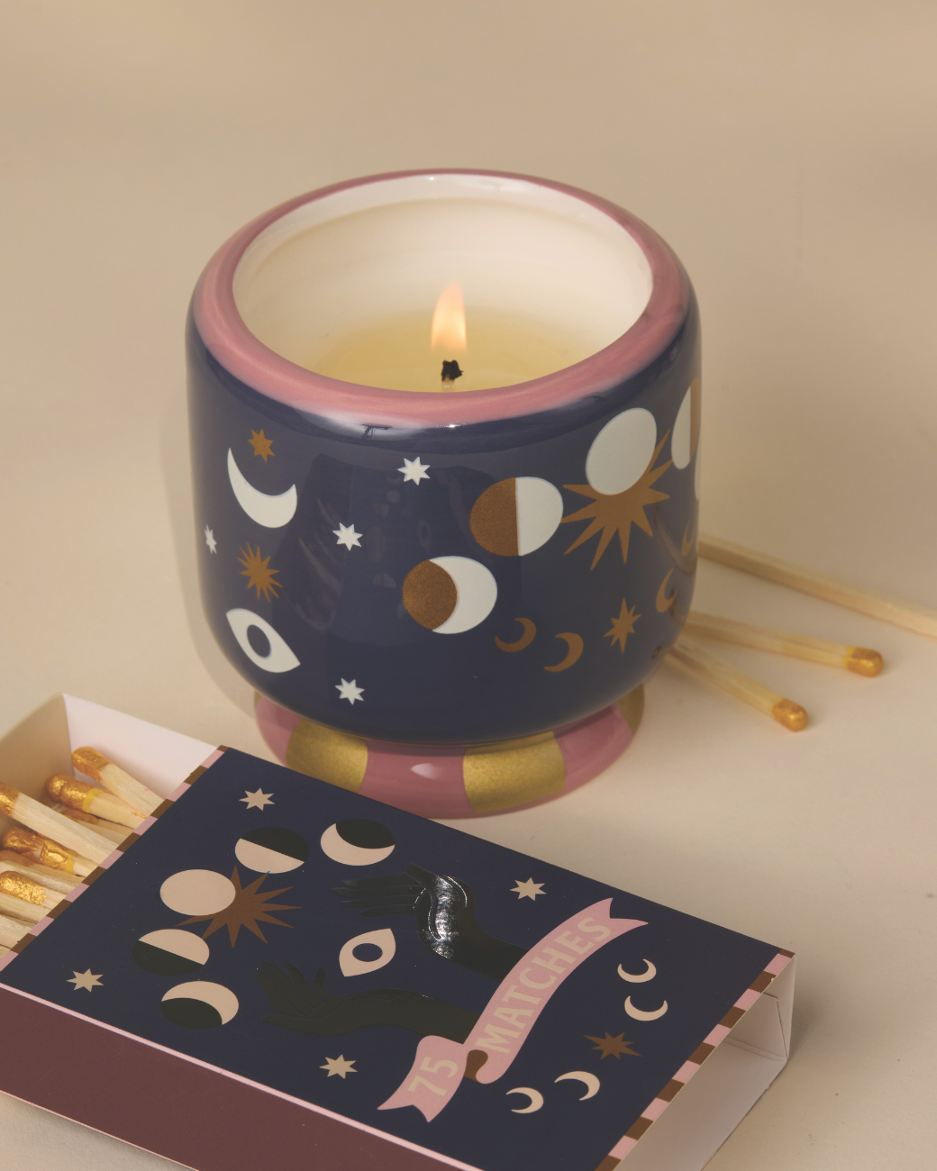Keramik-Duftkerze Moon Phases ‐ Jasmine & Rose