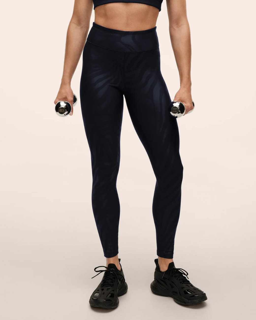 Heat Printed High Waist Tights - Zebra Blue