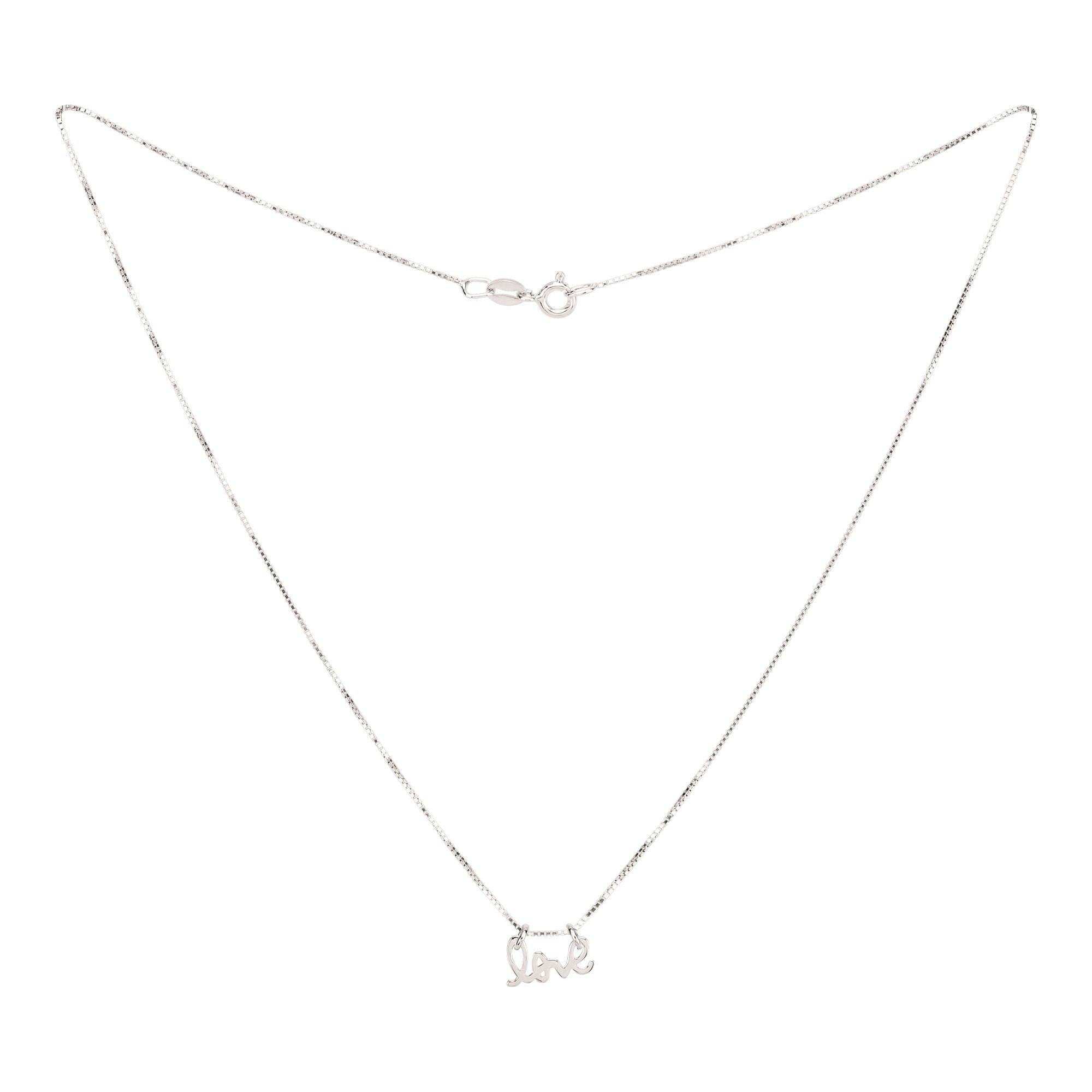 LOVE Kette mit zartem Love Schriftzug. Kette aus 925 Silber. 40 cm lang.