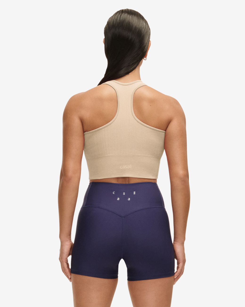 Multi Rib Seamless Padded Sports Top Ecru