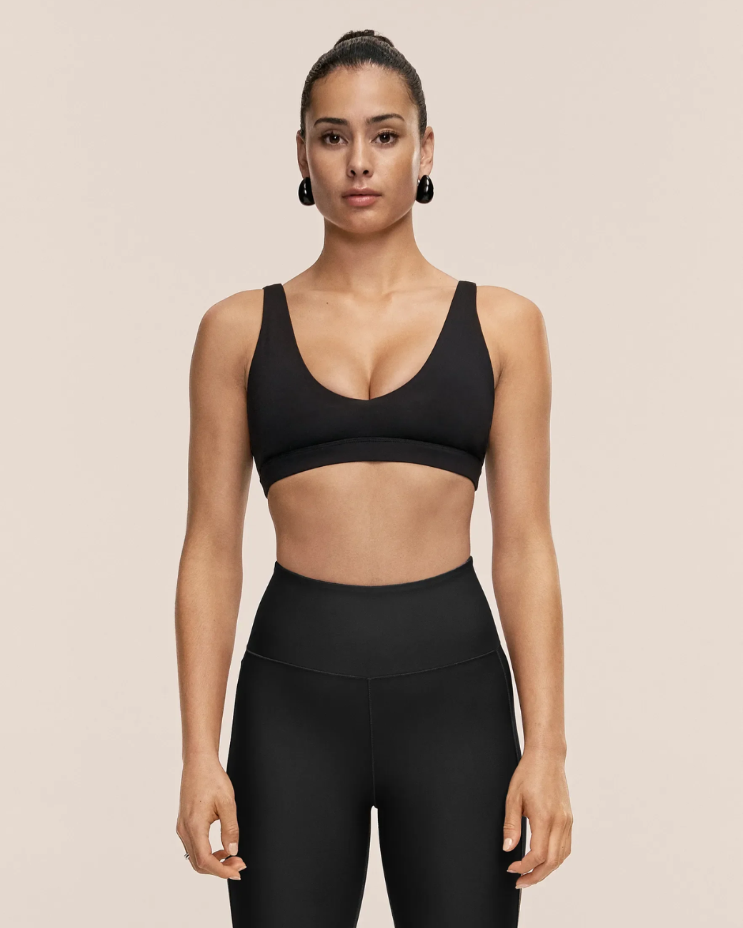 Soft Touch Padded Sports Top - Black