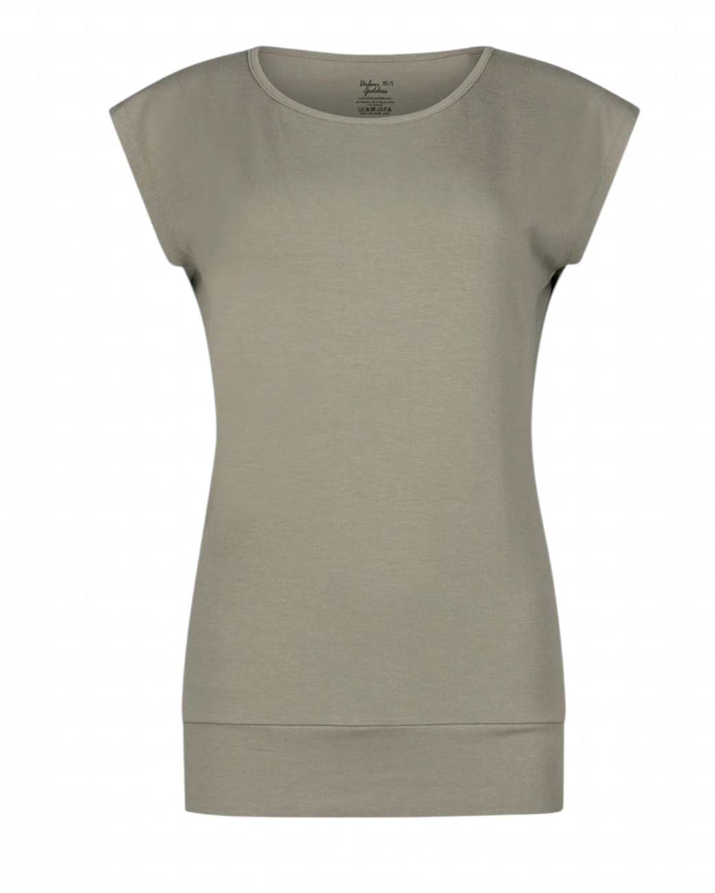 greenyogashop Asana Tee in Smokey Quartz aus weichem Bambus-Mix mit langem Bund und lockerer Passform