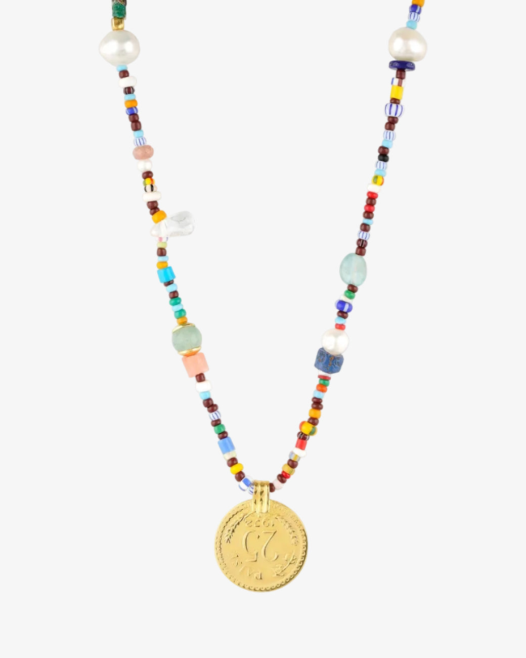 Bunte Choker-Kette Afrika Münze Gold – Layering Look – Hoffnungsträger