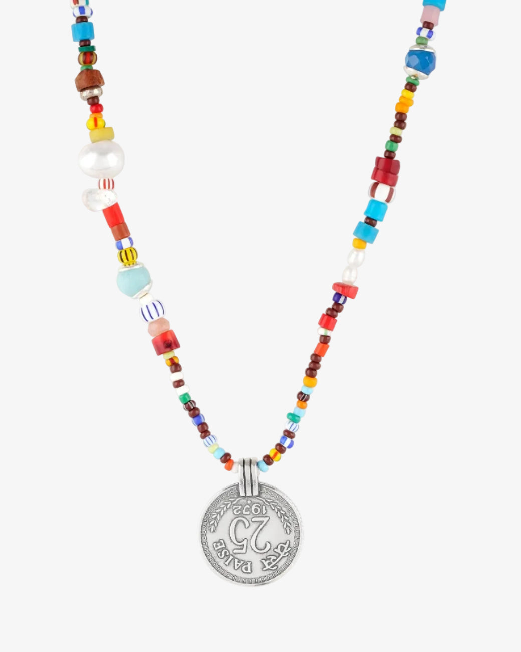 Bunte Choker-Kette Afrika Münze Silber – Styling am Hals – Hoffnungsträger