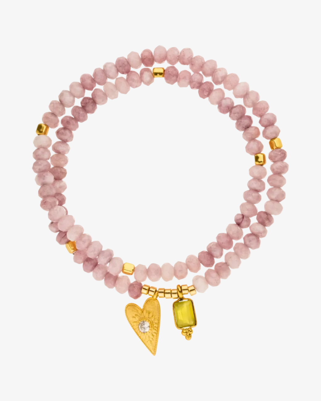 Doppelreihiges Armband Open heart gelber Chalcedon Gold – Armband von Hoffnungsträger