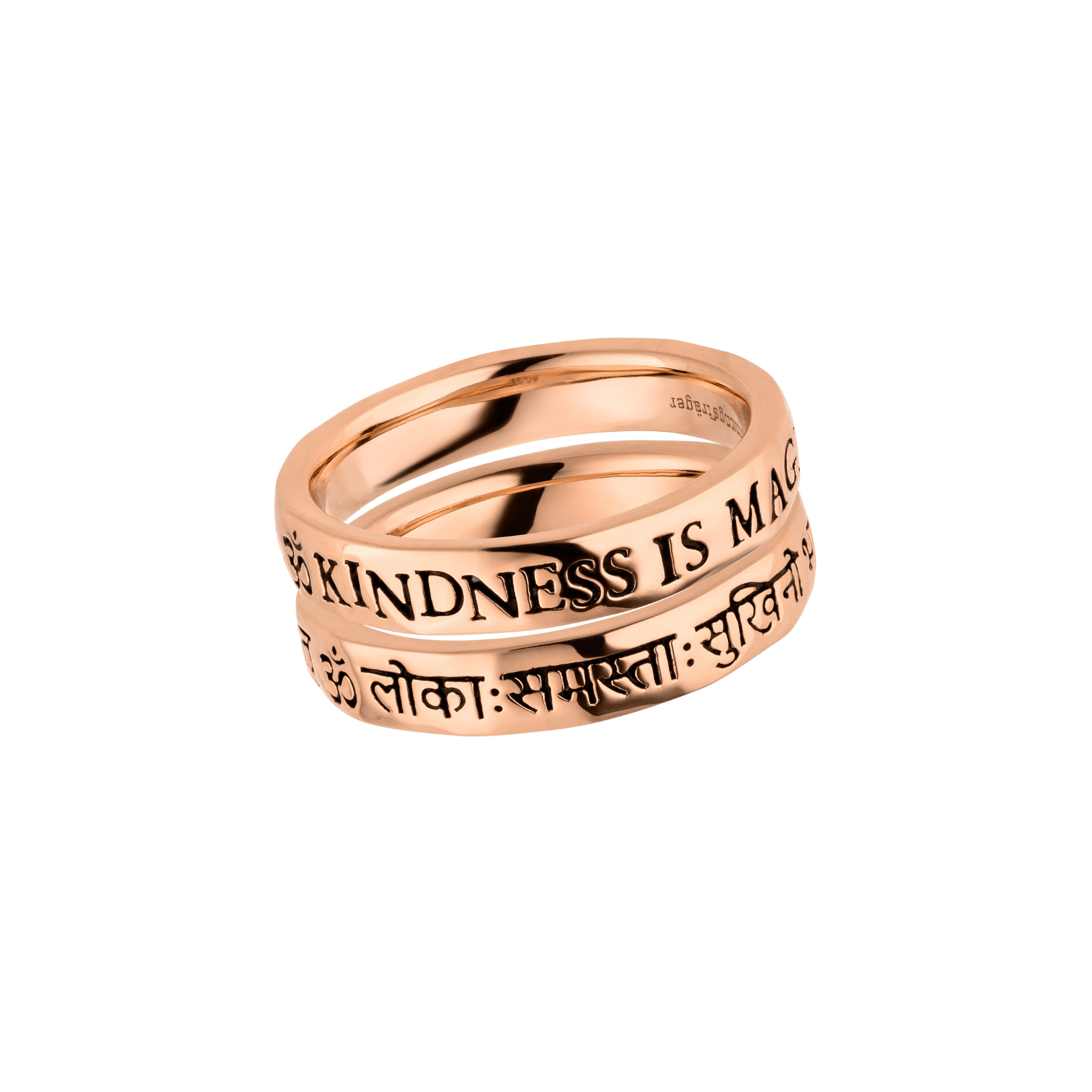 Mantra Wunschring-Doppel Kindness is Magic Roségold – Duo Look – Hoffnungsträger