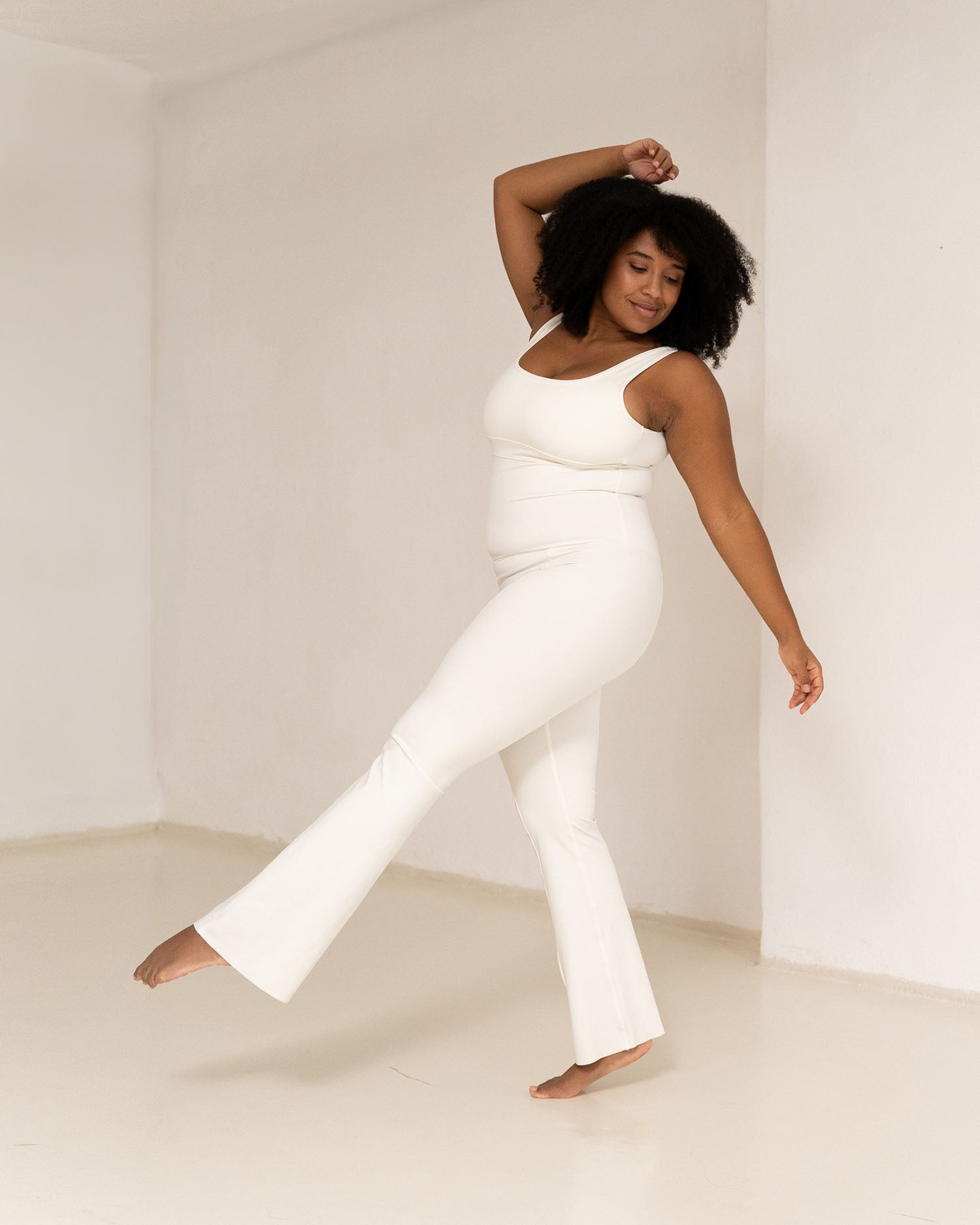 Marshmallow - Model in Yoga Overall