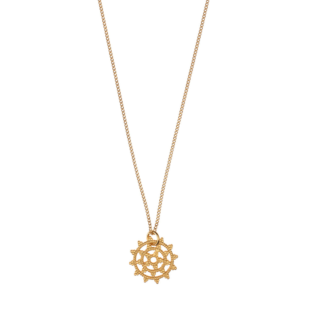 Wheel of Karma Kette Matt-Gold