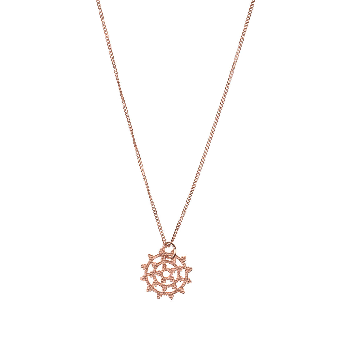 Wheel of Karma Kette Roségold