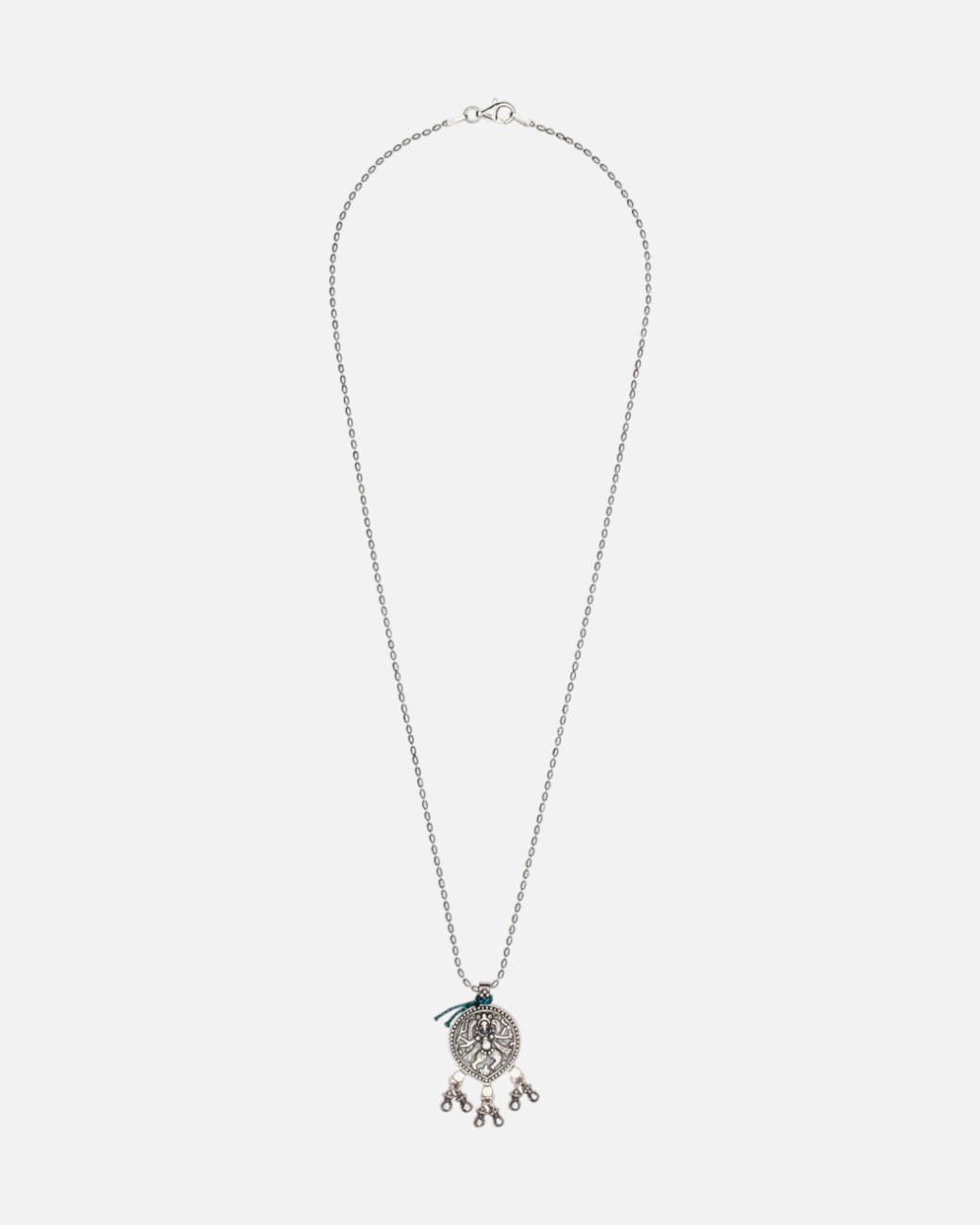 greenyogashop Shiva Kette aus 925er Sterlingsilber mit tanzendem Gott Anhänger und feiner Gliederkette