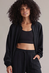 Lux Bomber Jacket Black – Frontansicht – Hey Honey