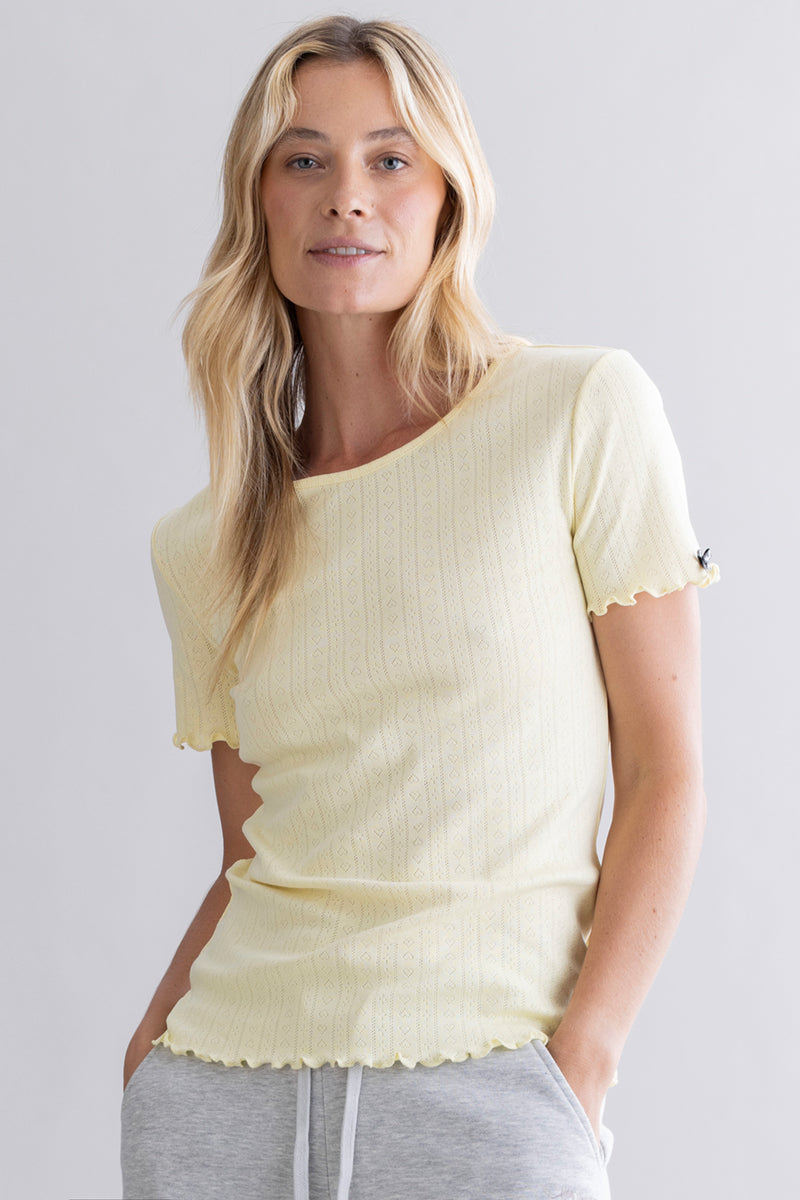 T-Shirt Pointelle - Pastel Yellow