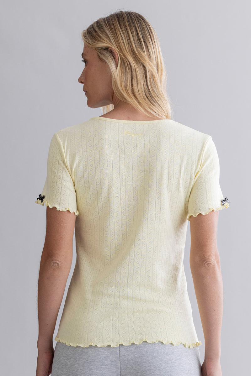 T-Shirt Pointelle - Pastel Yellow