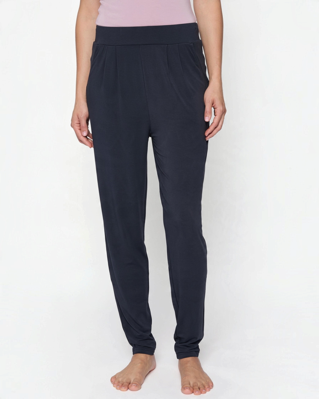 greenyogashop Yogahose mit weitem Bein in Midnight Blue aus weicher Bambusviskose mit elastischem Bund