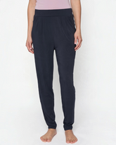 greenyogashop Yogahose mit weitem Bein in Midnight Blue aus weicher Bambusviskose mit elastischem Bund