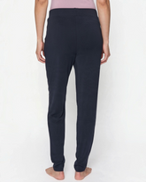 greenyogashop Yogahose mit weitem Bein in Midnight Blue aus weicher Bambusviskose, Rückansicht