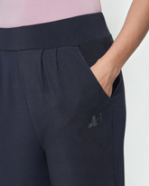 greenyogashop Yogahose mit weitem Bein in Midnight Blue aus weicher Bambusviskose mit elastischem Bund und Taschen