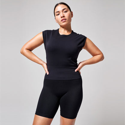 Casall Bikerhose - Seamless Graphical Rib - Black   