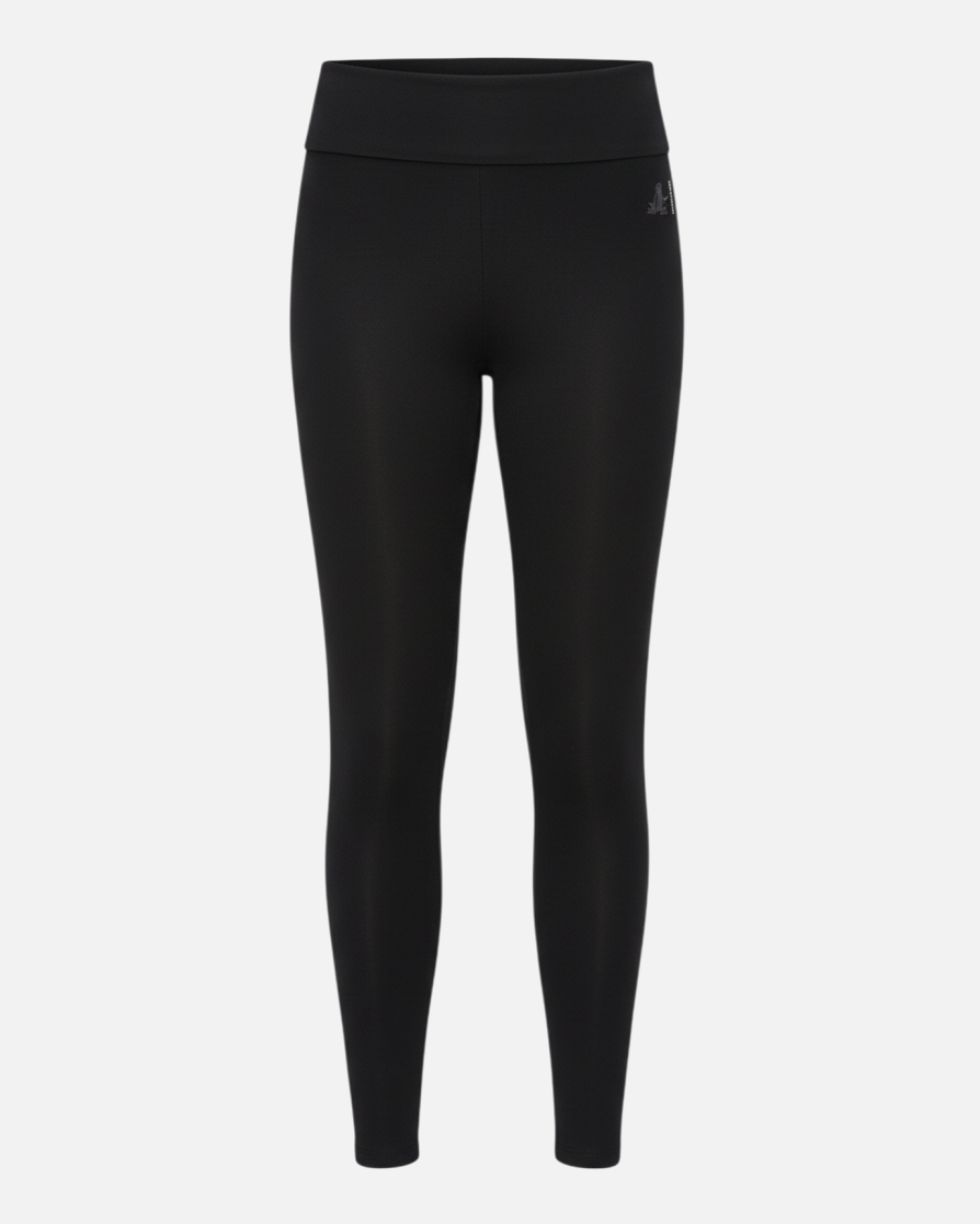 greenyogashop schwarze Leggings aus weicher Bambusviskose mit extrahohem Umschlagbund und knöchellangem Schnitt