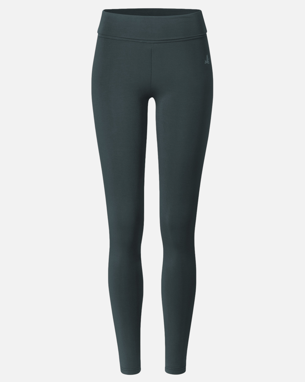 greenyogashop Classic Leggings in Dunkelgrün aus weicher Bambusviskose mit extrahohem Umschlagbund