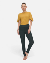 greenyogashop Classic Leggings in Dunkelgrün aus weicher Bambusviskose mit extrahohem Umschlagbund