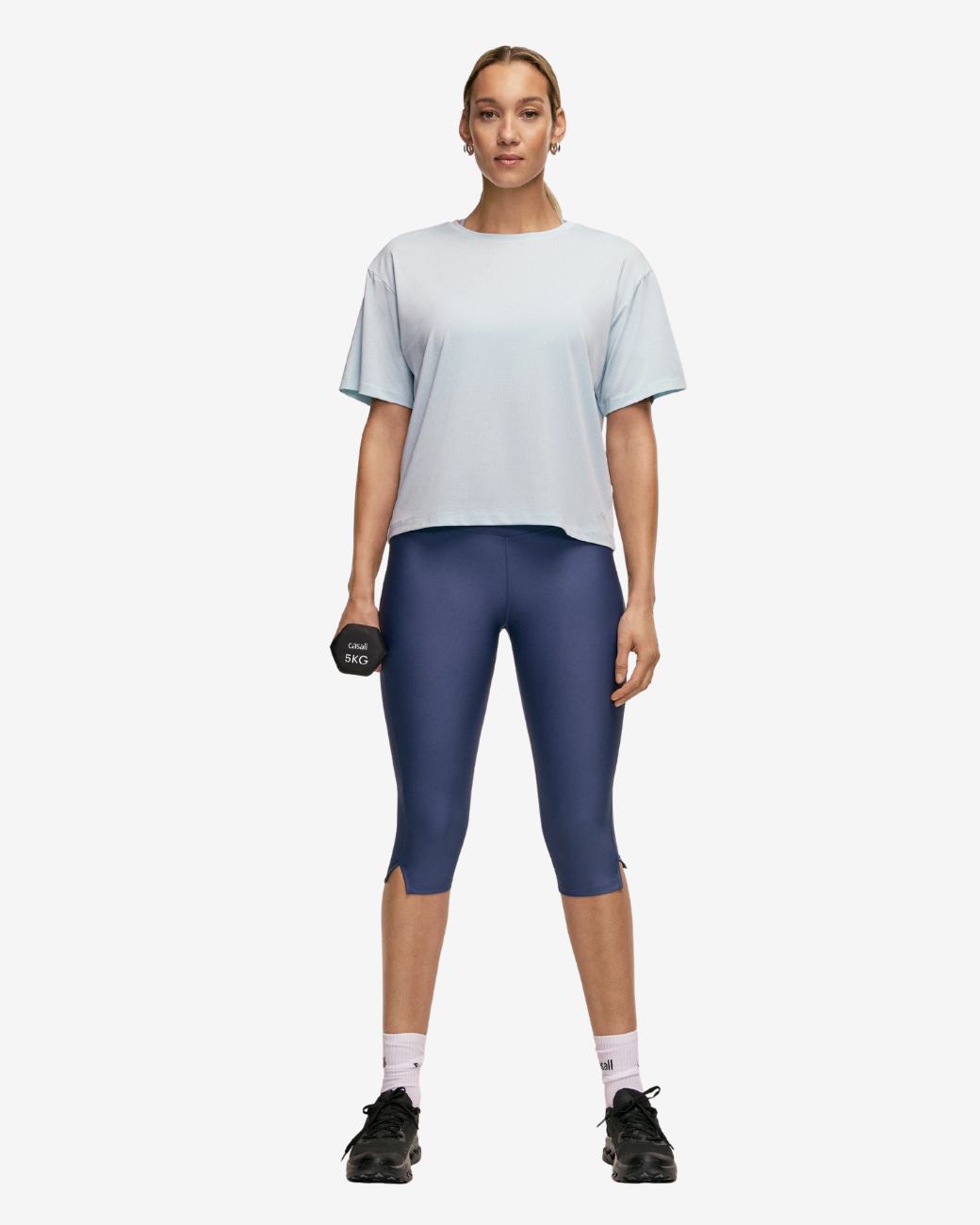 Capri Slit Regular Waist Leggings - Blue Shadow