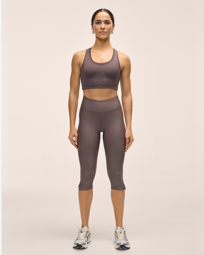 Capri Slit Regular Waist Tights Dark Grey