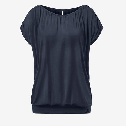 Crinkled Shoulder Top - Midnight Blue