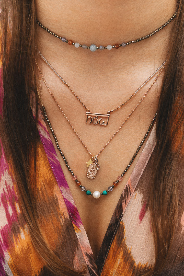 Glitzerkette Glücksbringern - Roségold