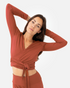 Amina Wrap Top Burnt Sienna – Model Front – Lotuscrafts