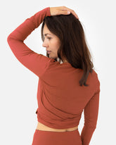 Amina Wrap Top Burnt Sienna – Model Back – Lotuscrafts