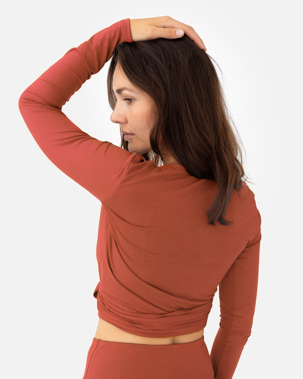 Amina Wrap Top Burnt Sienna – Model Back – Lotuscrafts