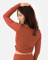 Amina Wrap Top Burnt Sienna – Model Back – Lotuscrafts