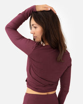 Amina Wrap Top Dark Cranberry – Model Back – Lotuscrafts
