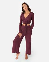 Amina Wrap Top Dark Cranberry – Model Full Shot – Lotuscrafts