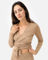 Amina Wrap Top Desert Sand – Model Front – Lotuscrafts