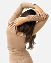 Amina Wrap Top Desert Sand – Model Back – Lotuscrafts