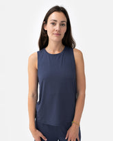 Naima Top Midnight Blue – Model Front – Lotuscrafts
