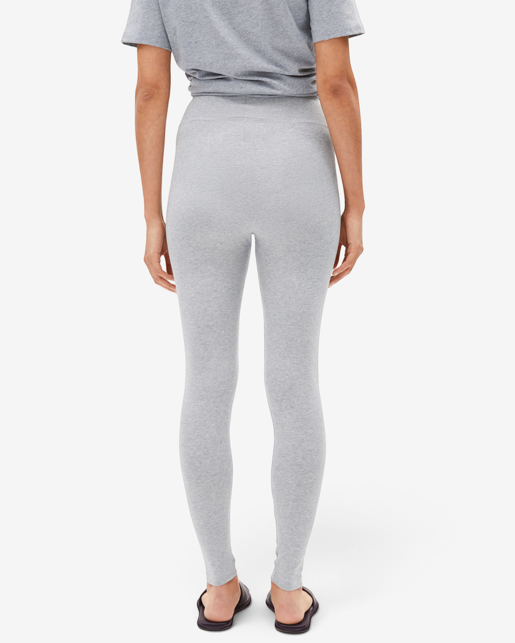 greenyogashop Leggings FARIBAA in Silber Melange aus Bio-Baumwolle mit elastischem Bund, Rückansicht