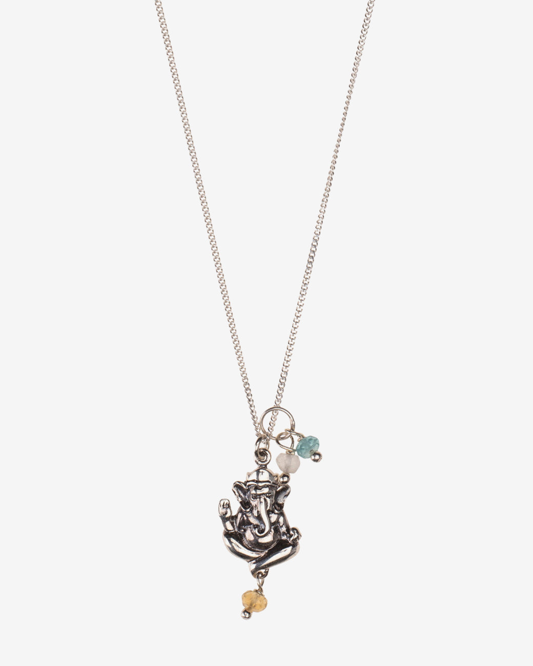 Ganesha Kette mit Edelsteinen - Silber