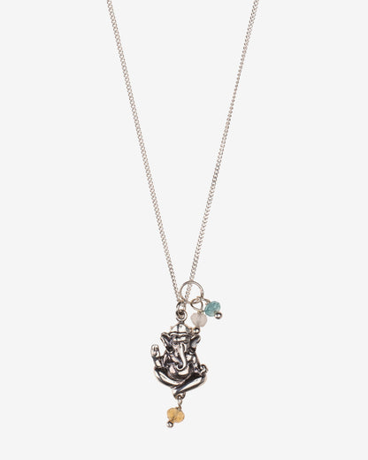 Ganesha Kette mit Edelsteinen - Silber