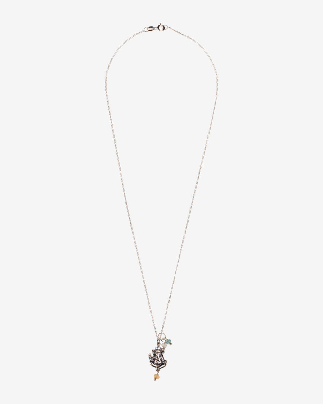 Ganesha Kette mit Edelsteinen - Silber