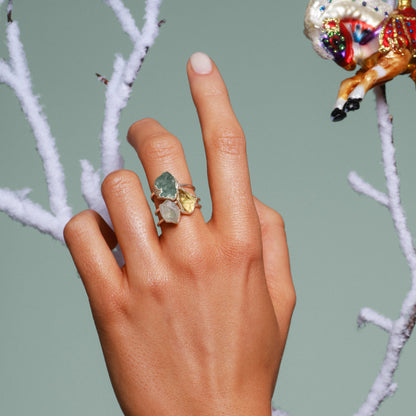 Ringe mit Edelsteinen aus reinem Sterlingsilber, vergoldet. Für positive Energie im Alltag. Größe verstellbar.