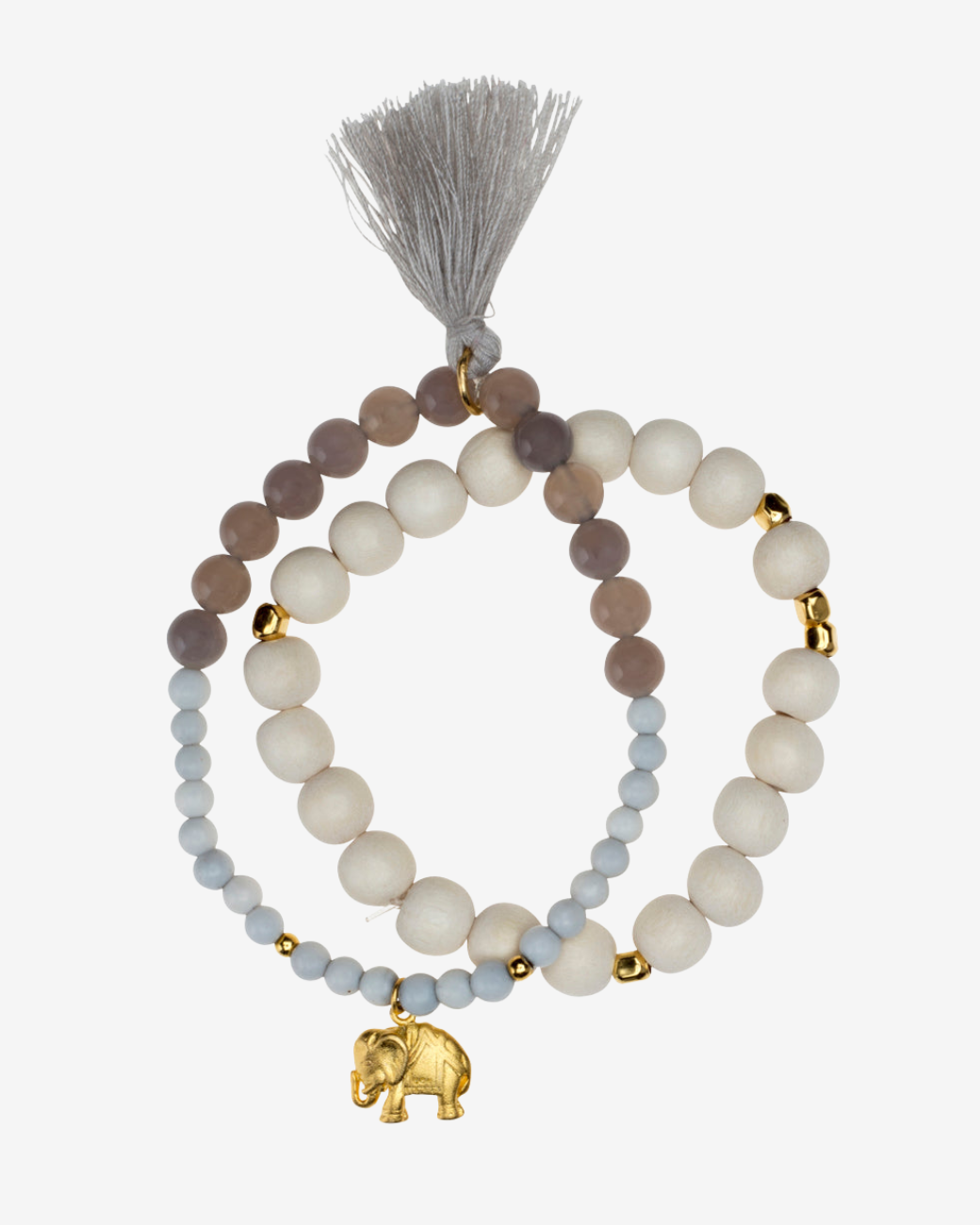 Handmala-Set, Indian Elephant Gold, Chalcedon &amp; Achat