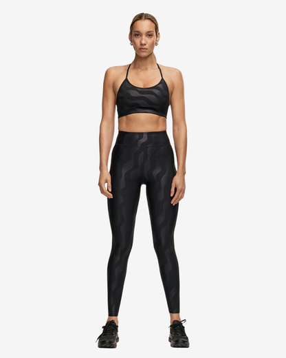 Heat Printed High Waist Leggings - Black Geo