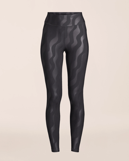 Heat Printed High Waist Leggings - Black Geo