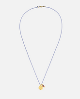 greenyogashop Sternzeichen Kette Fische aus vergoldetem Sterlingsilber mit Amethyst an blauer Schnur