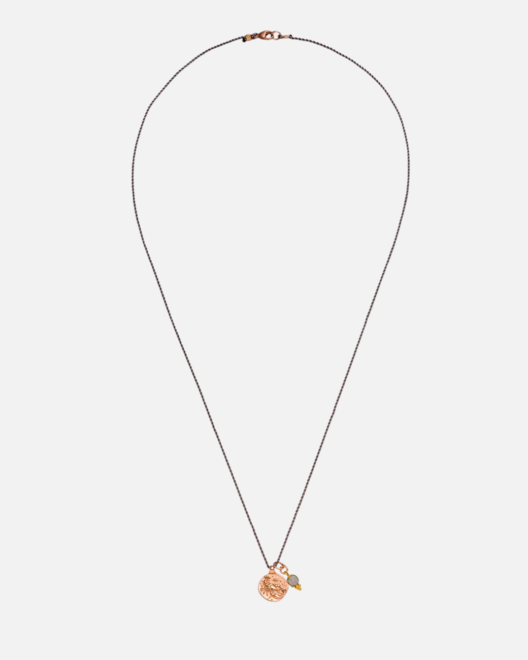 greenyogashop Sternzeichen Kette Krebs mit vergoldetem Amulett und Mondstein an einer reißfesten Schnur