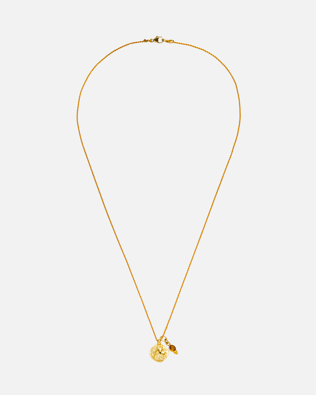 greenyogashop Sternzeichen Kette Löwe aus vergoldetem Sterlingsilber mit Citrin Anhänger