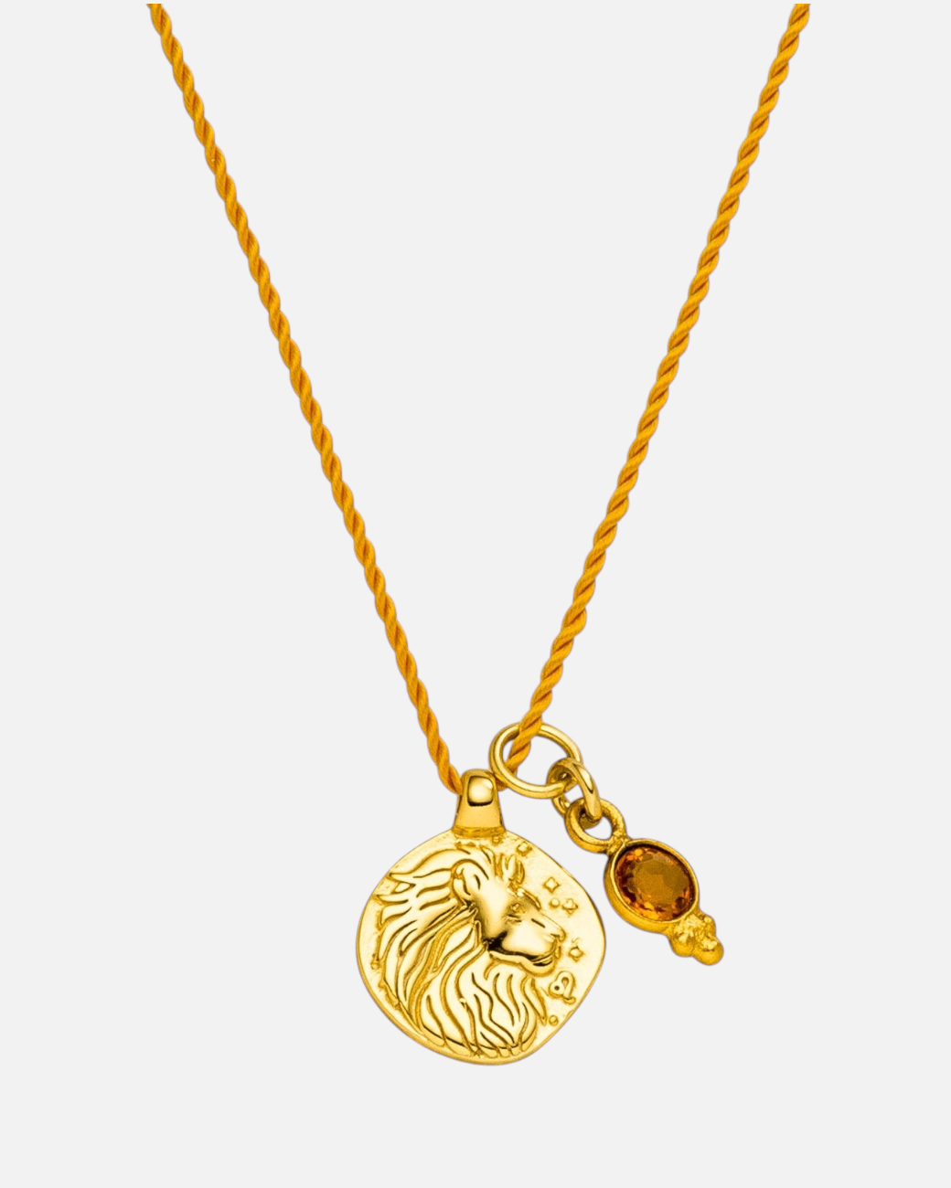 greenyogashop Sternzeichen Kette Löwe aus vergoldetem Sterlingsilber mit Citrin Anhänger handgefertigt in Hamburg